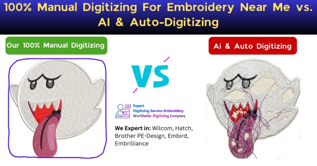100% Manual Digitizing For Embroidery Near Me vs. AI & Auto-Digitizing