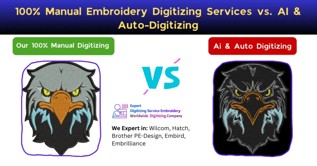 100% Manual Embroidery Digitizing Services vs. AI & Auto-Digitizing