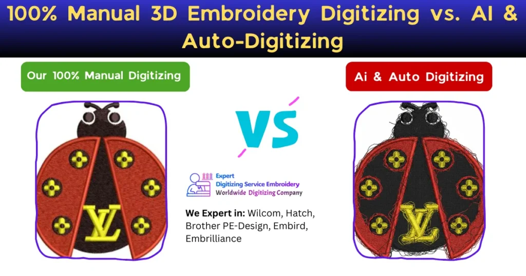 100% Manual 3D Embroidery Digitizing vs. AI & Auto-Digitizing