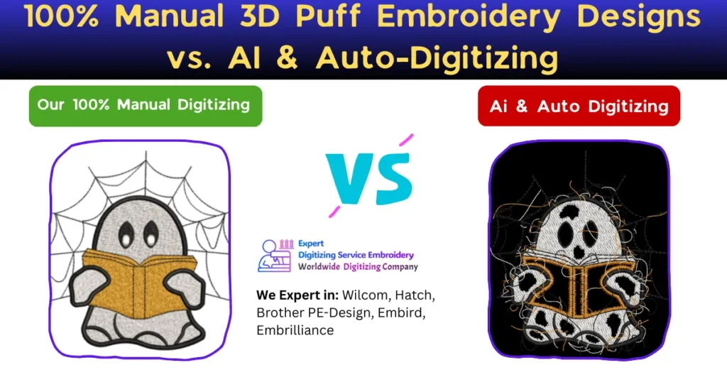 100% Manual 3D Puff Embroidery Designs vs. AI & Auto-Digitizing