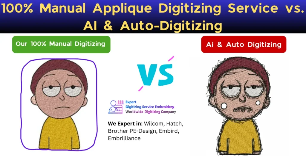 100% Manual Applique Digitizing Service vs. AI & Auto-Digitizing