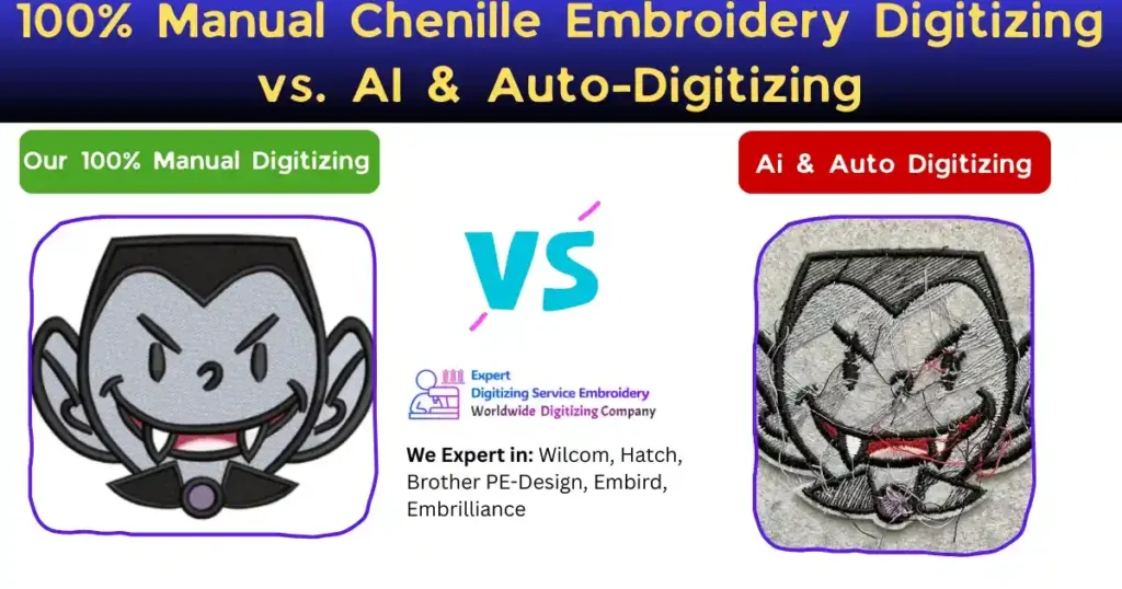 100% Manual Chenille Embroidery Digitizing vs. AI & Auto-Digitizing