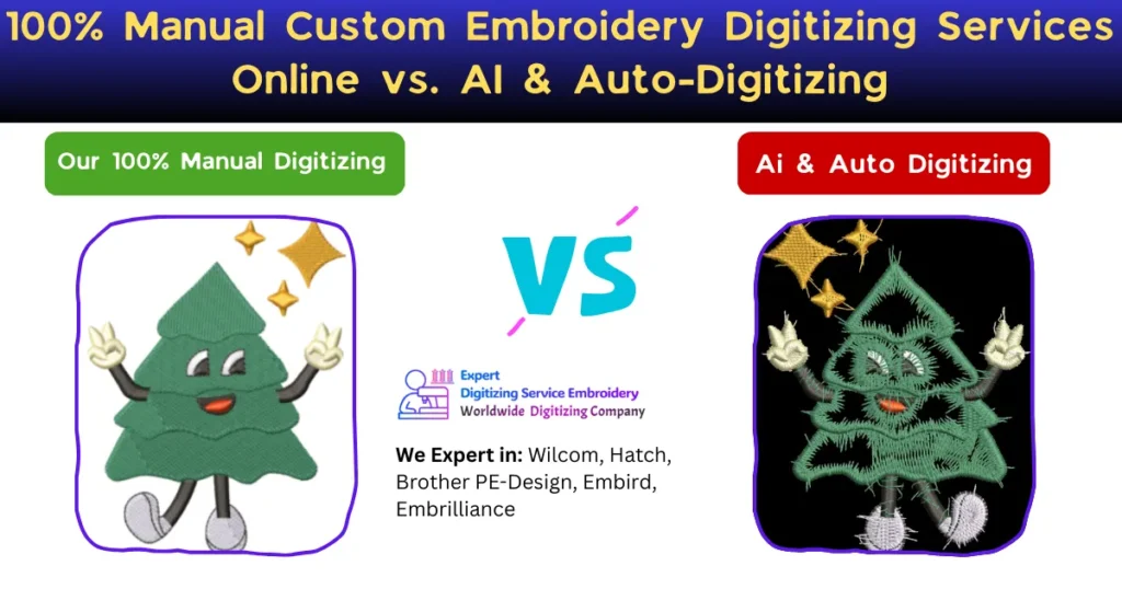 100% Manual Custom Embroidery Digitizing Services Online vs. AI & Auto-Digitizing