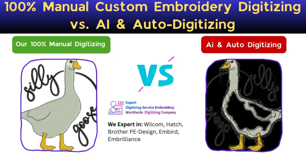 100% Manual Custom Embroidery Digitizing vs. AI & Auto-Digitizing