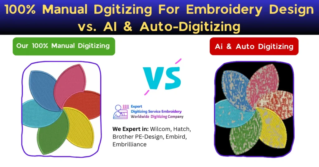 100% Manual Dgitizing For Embroidery Design vs. AI & Auto-Digitizing