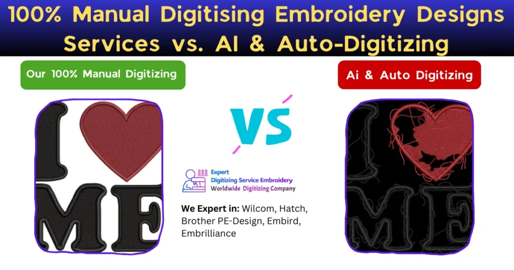 100% Manual Digitising Embroidery Designs Services vs. AI & Auto-Digitizing