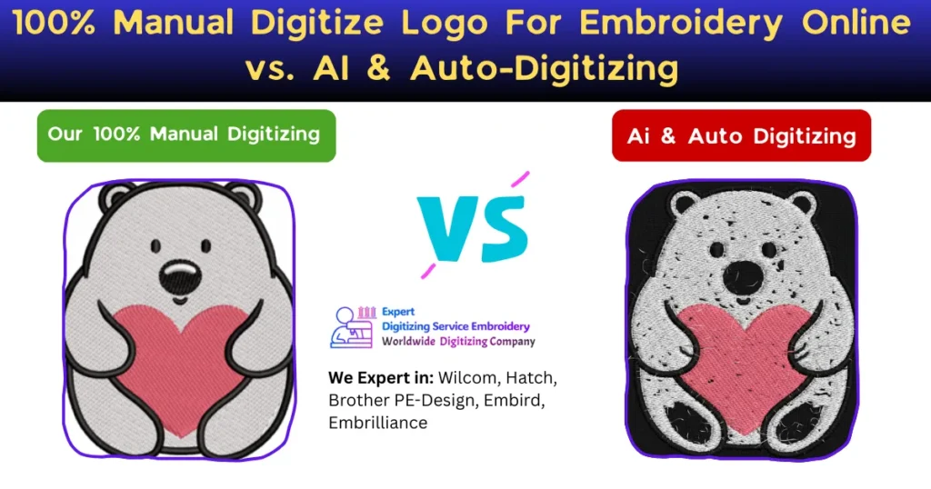 100% Manual Digitize Logo For Embroidery Online vs. AI & Auto-Digitizing