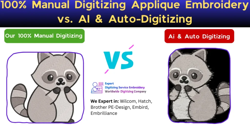 100% Manual Digitizing Applique Embroidery vs. AI & Auto-Digitizing