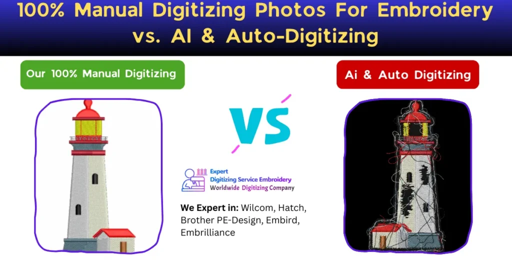 100% Manual Digitizing Photos For Embroidery vs. AI & Auto-Digitizing