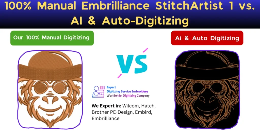 100% Manual Embrilliance StitchArtist 1 vs. AI & Auto-Digitizing