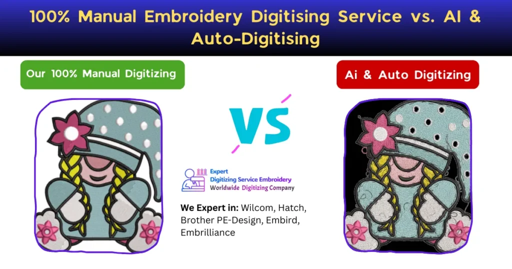 100% Manual Embroidery Digitising Service vs. AI & Auto-Digitising