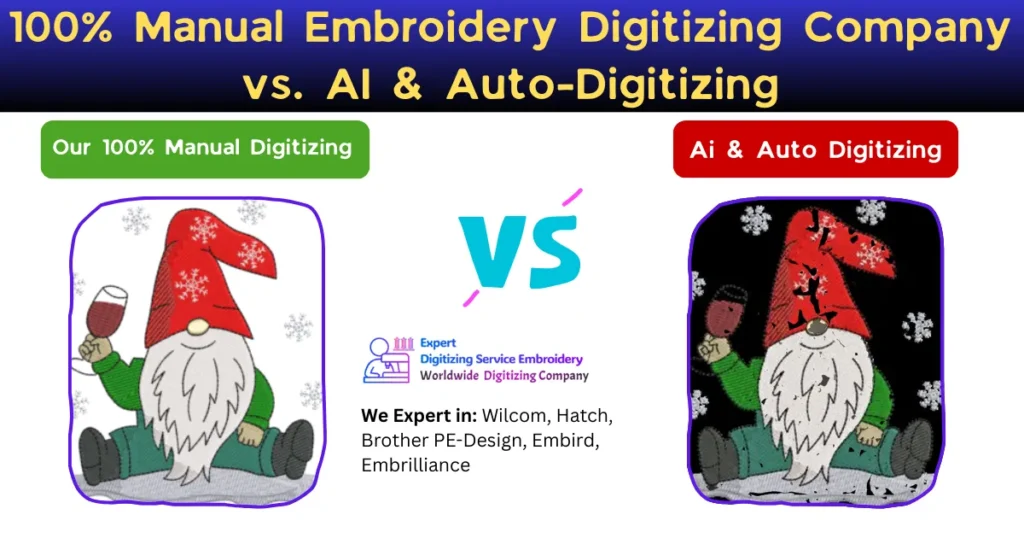 100% Manual Embroidery Digitizing Company vs. AI & Auto-Digitizing
