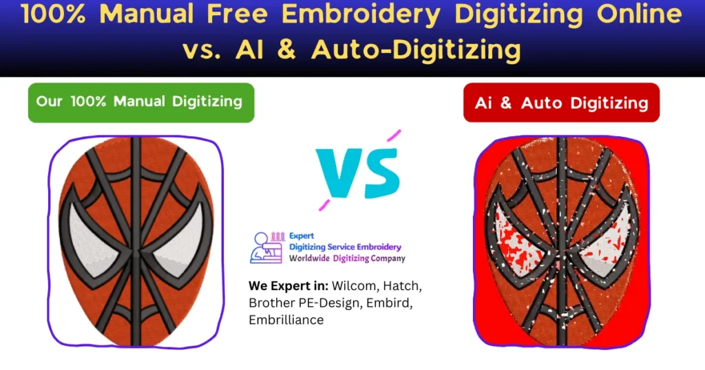 100% Manual Free Embroidery Digitizing Online vs. AI & Auto-Digitizing