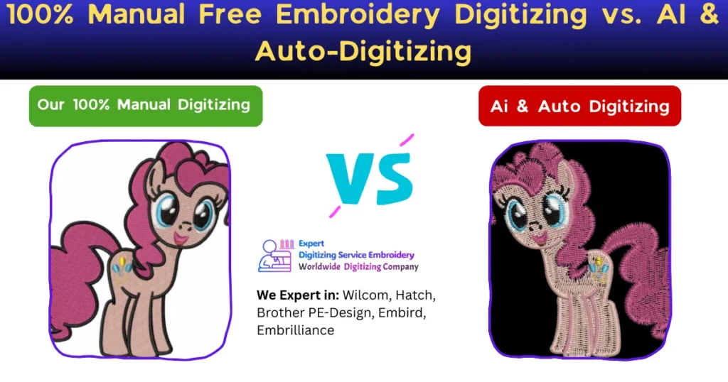 100% Manual Free Embroidery Digitizing vs. AI & Auto-Digitizing