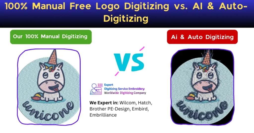 100% Manual Free Logo Digitizing vs. AI & Auto-Digitizing