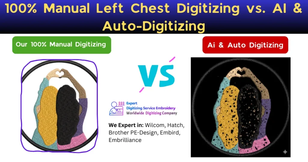 100% Manual Left Chest Digitizing vs. AI & Auto-Digitizing