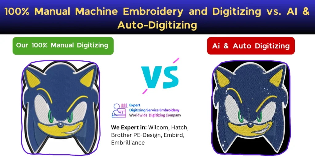 100% Manual Machine Embroidery and Digitizing vs. AI & Auto-Digitizing