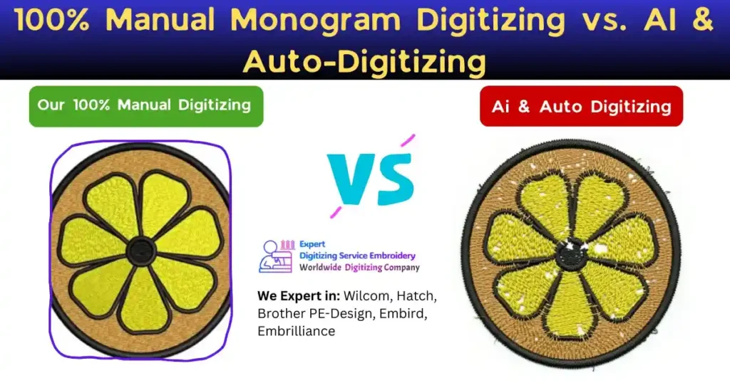 100% Manual Monogram Digitizing vs. AI & Auto-Digitizing