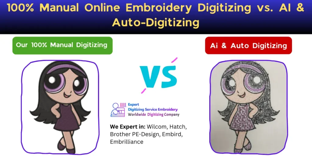100% Manual Online Embroidery Digitizing vs. AI & Auto-Digitizing