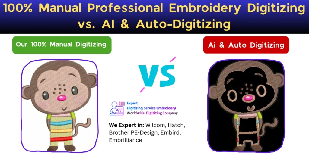 100% Manual Professional Embroidery Digitizing vs. AI & Auto-Digitizing