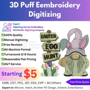 3D Puff Eembroidery Digitizing