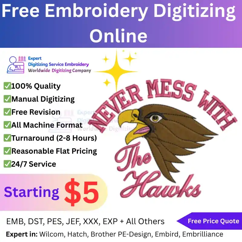 High-Quality & Quick Free Embroidery Digitizing Online