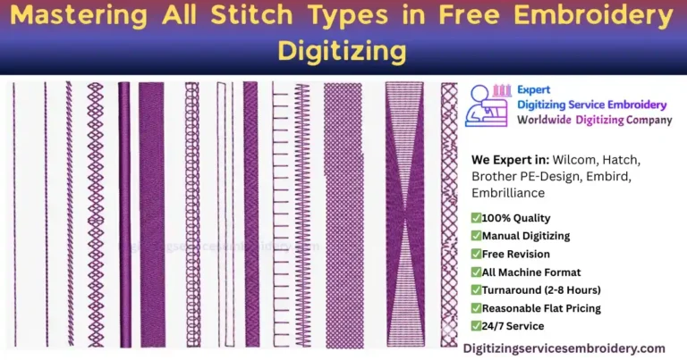 Mastering All Stitch Types in Free Embroidery Digitizing