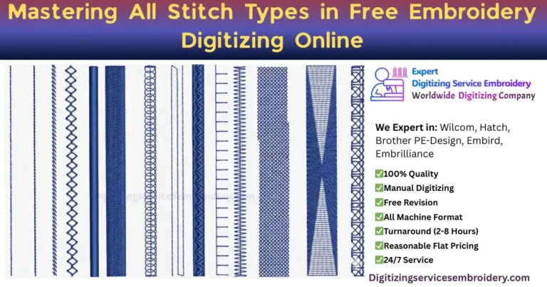 Mastering All Stitch Types in Free Embroidery Digitizing Online