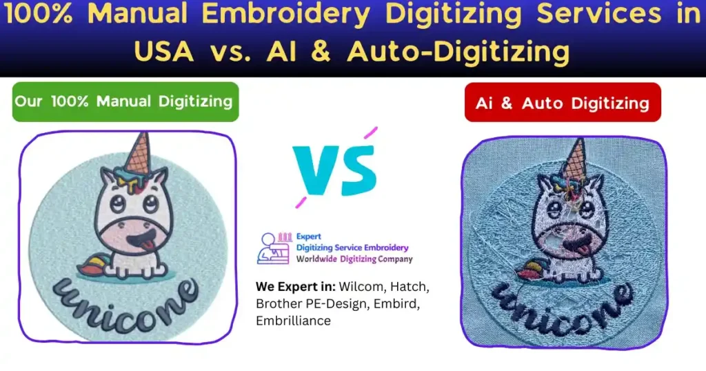 100% Manual Best Embroidery Digitizing in USA vs. AI & Auto-Digitizing