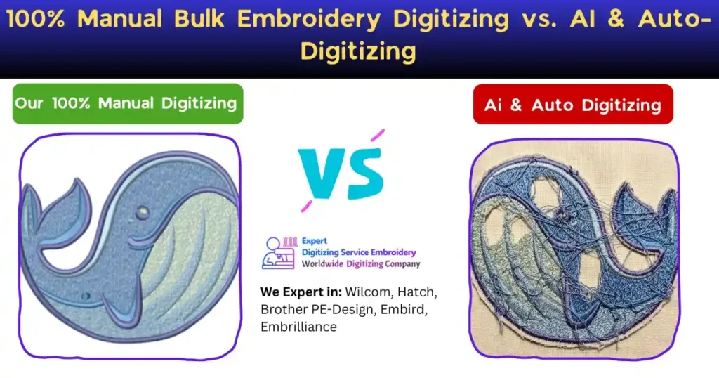 100% Manual Bulk Embroidery Digitizing vs. AI & Auto-Digitizing