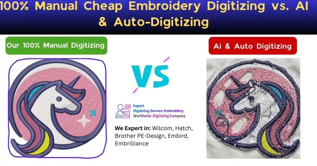 100% Manual Cheap Embroidery Digitizing vs. AI & Auto-Digitizing