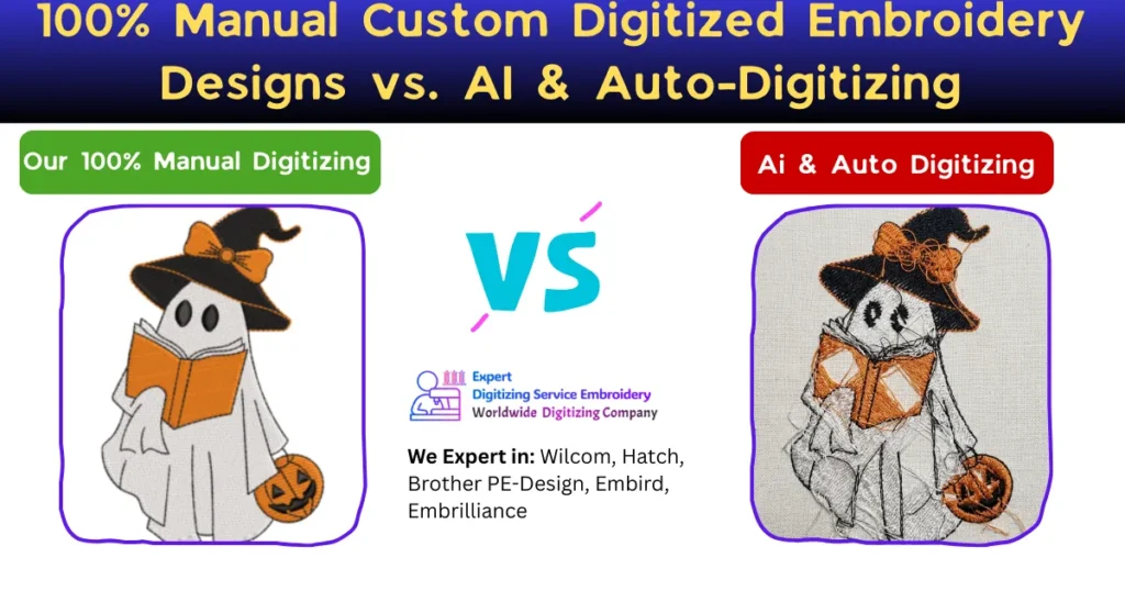 100% Manual Custom Digitized Embroidery Designs vs. AI & Auto-Digitizing