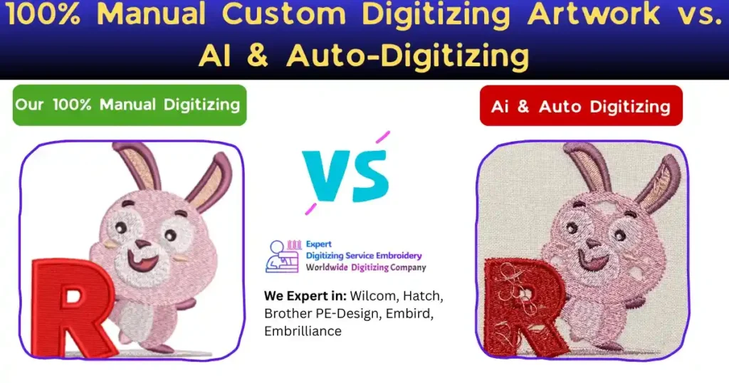 100% Manual Custom Digitizing Artwork vs. AI & Auto-Digitizing