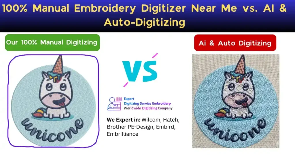 100% Manual Embroidery Digitizer Near Me vs. AI & Auto-Digitizing