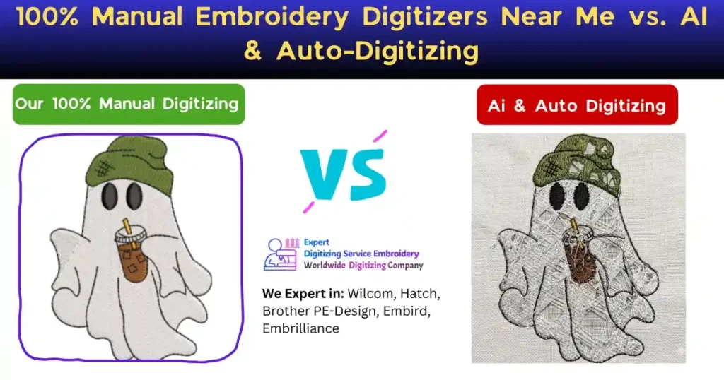 100% Manual Embroidery Digitizers Near Me vs. AI & Auto-Digitizing