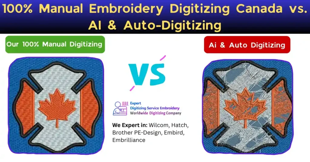 100% Manual Embroidery Digitizing Canada vs. AI & Auto-Digitizing