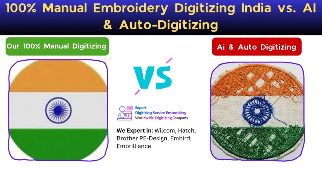 100% Manual Embroidery Digitizing India vs. AI & Auto-Digitizing