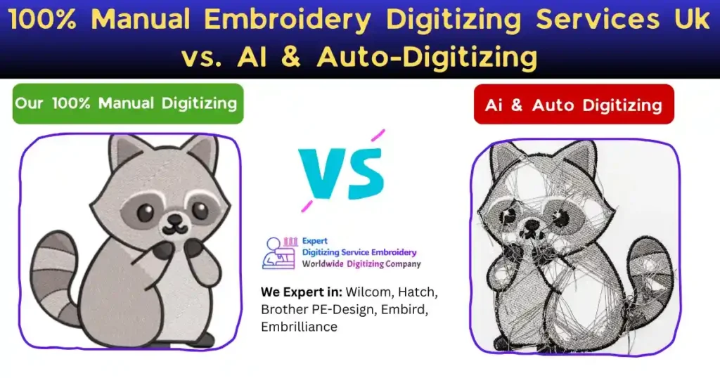 100% Manual Embroidery Digitizing Services Uk vs. AI & Auto-Digitizing