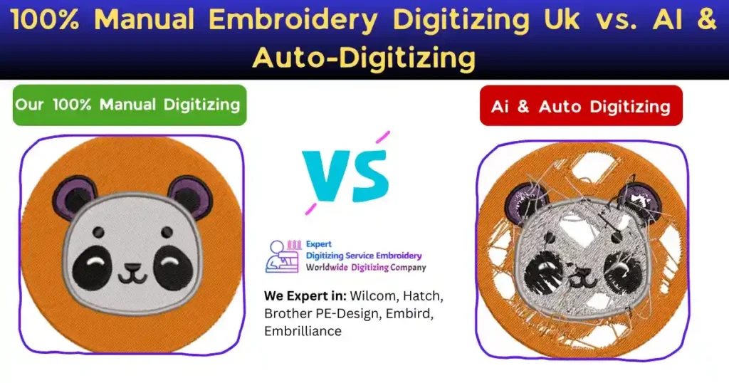100% Manual Embroidery Digitizing Uk vs. AI & Auto-Digitizing
