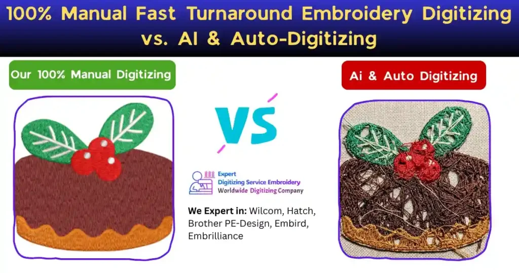 100% Manual Fast Turnaround Embroidery Digitizing vs. AI & Auto-Digitizing