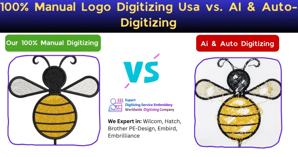 100% Manual Logo Digitizing Usa vs. AI & Auto-Digitizing
