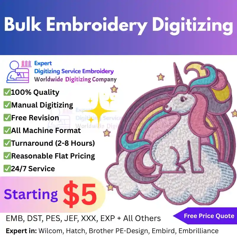 Bulk Embroidery Digitizing
