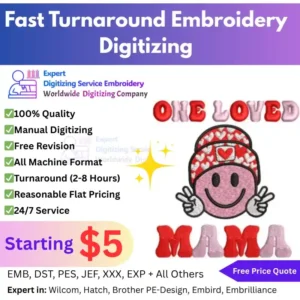 Fast Turnaround Embroidery Digitizing