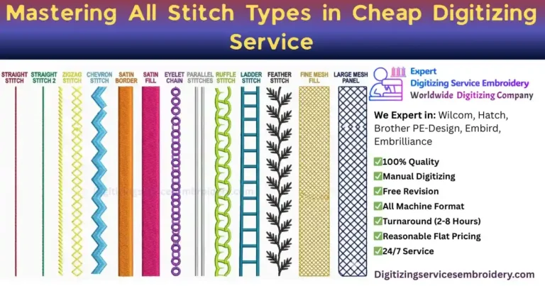 Mastering All Stitch Types in Cheap Digitizing Service