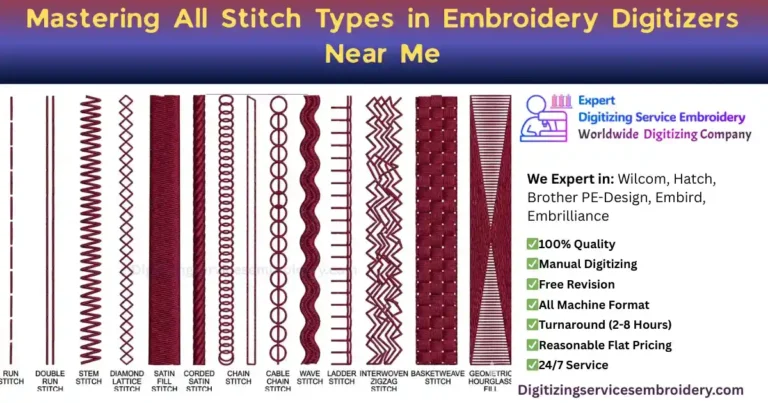 Mastering All Stitch Types in Embroidery Digitizers Near Me