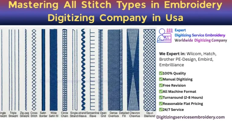 Mastering All Stitch Types in Embroidery Digitizing Company in Usa