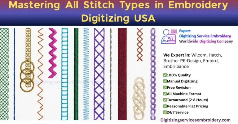 Mastering All Stitch Types in Embroidery Digitizing USA