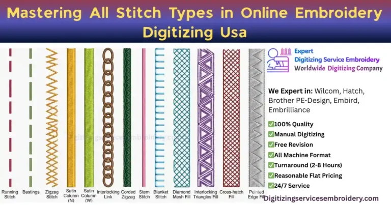 Mastering All Stitch Types in Online Embroidery Digitizing Usa